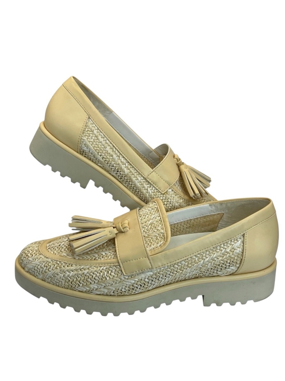 Franco Sarto Carolynn 5 Natural Raffia Tassel Loafers Size 9